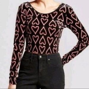 Black Xhilaration Velvet Candy Cane Christmas Crop Top size small